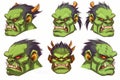 Green angry orc head icon. Generate Ai