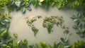 Green animation: Leaves depict world map, Earth stewardship.