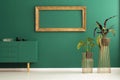 Green anteroom interior with plants Royalty Free Stock Photo