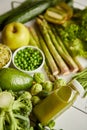 Green antioxidant organic vegetables, fruits and herbs Royalty Free Stock Photo