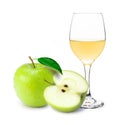 Apple vinegar in wine glass with granny smith apple Royalty Free Stock Photo