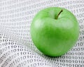 Green apple and binary code Royalty Free Stock Photo
