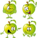 Green apple cartoon with hand