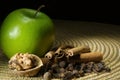 Green apple, cinnamon Royalty Free Stock Photo