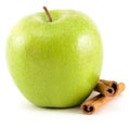 Green Apple with Cinnamon Royalty Free Stock Photo