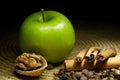 Green apple and cinnamon Royalty Free Stock Photo