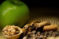 Green apple, cinnamon Royalty Free Stock Photo