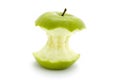 Green apple core over white Royalty Free Stock Photo