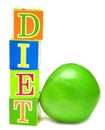 Green apple and cubes with letters - diet Royalty Free Stock Photo