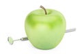 Green apple and dental mirror, 3D rendering Royalty Free Stock Photo