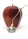 Green Apple with Earbuds