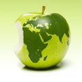 Green apple with earth map Royalty Free Stock Photo