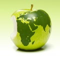Green apple with earth map Royalty Free Stock Photo