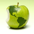 Green apple with earth map Royalty Free Stock Photo