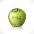 Green apple with earth pattern Royalty Free Stock Photo