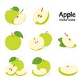 Green Apple Fresh Food Different Styles Vector Icon Bundle Royalty Free Stock Photo