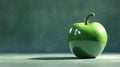 Green Apple With a Friendly Worm, Worm Eating Apple and Fresh fruit Royalty Free Stock Photo