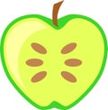 Green Apple Fruit Halved Vector Isolated Royalty Free Stock Photo