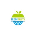 Green apple fruit fresh water colorful logo vector Royalty Free Stock Photo