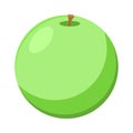 Green apple fruit isolated. Flat cartoon style Royalty Free Stock Photo