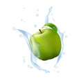 Green Apple Fruit Milk Water Juice Yogurt Splash Illustration Is