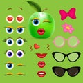 Apple girl emoji creator vector design collection