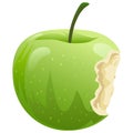 Green Apple Granny Smith Bitten Fresh Fruit Vector Illustration Royalty Free Stock Photo