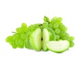 Green apple and Green grape isolated on white background Royalty Free Stock Photo