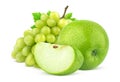 Green apple and grape isolated on white background Royalty Free Stock Photo