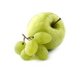 Green Apple with grape isolated on white background cutout Royalty Free Stock Photo