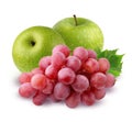 Green Apple and grapes isolated on white background Royalty Free Stock Photo