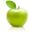 Green Apple with green leaf