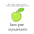 Green Apple Hand Draw Logo Color Vector Royalty Free Stock Photo