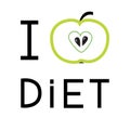 Green apple with heart shape. I love diet card.