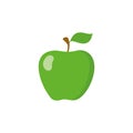 Green apple icon in flat color style. Fresh fruit diet nutrition Royalty Free Stock Photo
