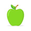 Green apple. Icon of healthy food. Organic nature fruit. Ripe fresh apple for diet, eat and juice. Cartoon symbol isolated on Royalty Free Stock Photo