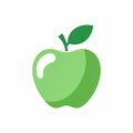 Green Apple Icon Illustration with Leaf and Highlight Royalty Free Stock Photo