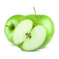 Green apple. Isolated on white background. Royalty Free Stock Photo
