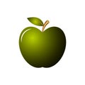 Green apple isolated on white background. Cartoon style. Vector illustration for any design. Royalty Free Stock Photo
