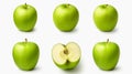 Green apple isolated white background. Generative AI Royalty Free Stock Photo