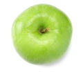 Green apple isolated on white background. one apple. top view Royalty Free Stock Photo