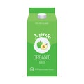 Green apple juice box package with solid and flat color design style.
