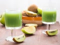 Green apple and kiwi juice Royalty Free Stock Photo