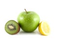 green apple, kiwi and yellow lemon Royalty Free Stock Photo