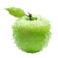 Green apple with leaf of blots