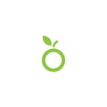 Green apple with leaf icon. Flat pictogram isolated on white Royalty Free Stock Photo