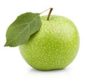 Green apple with leaf isolated on a white Royalty Free Stock Photo