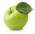 Green apple with leaf isolated on a white Royalty Free Stock Photo