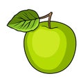 Green Apple with leaf.Proper diet for diabetes.Diabetes single icon in cartoon style vector symbol stock illustration.