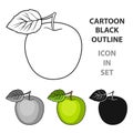 Green Apple with leaf.Proper diet for diabetes.Diabetes single icon in cartoon style vector symbol stock illustration.